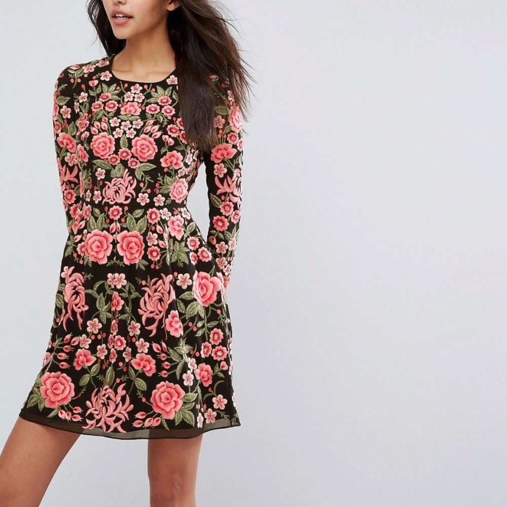 NEEDLE & THREAD Embroidery Rose Prom Dress (NWT)